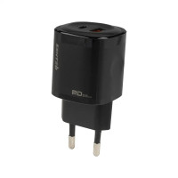 Сетевое зарядное устройство SENTEO Z-02S USB+USB-C 3A PD 30W (2Port) (black)
