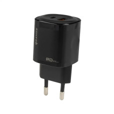 Мережеве зарядний пристрій SENTEO Z-02S USB+USB-C 3A PD 30W (2Port) (black)