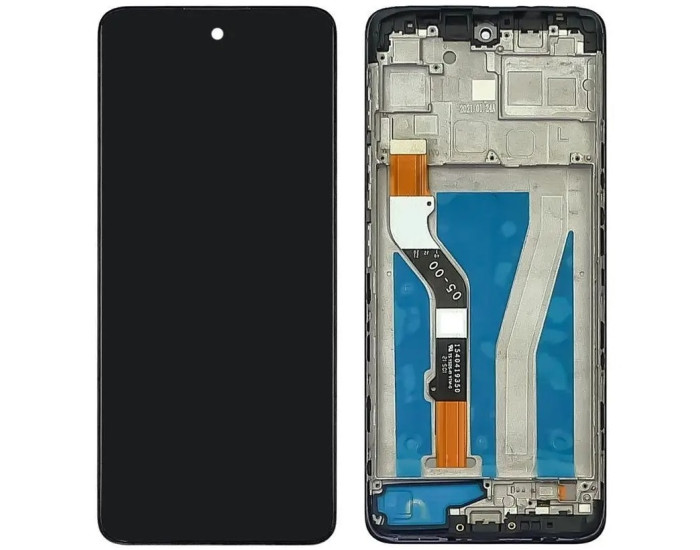 Дисплей з сенсорним екраном (модуль) Motorola XT2135 Moto G60, чорний з рамкою, оригінал