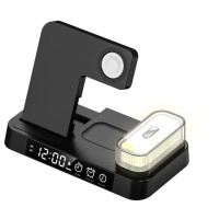 Бездротова зарядка 4 IN1 A37 (iPhone, iWatch, AirPods,Night light) 30W FAST ORIGINAL Black