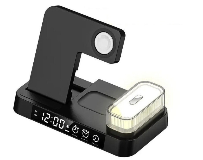 Беспроводная зарядка 4 IN1 A37 (iPhone, iWatch, AirPods,Night light) 30W FAST ORIGINAL Black