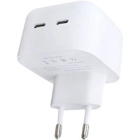 Сетевое зарядное Original Quality Type-C Dual 35W (USA type) (MHJE3ZMIA) (коробка) White