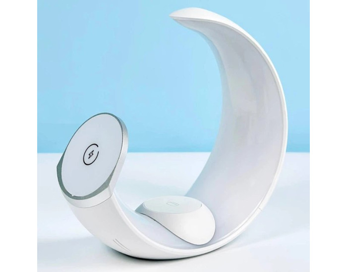 Беспроводная зарядка 4 IN1 Moon MAGSAFE (iPhone, iWatch, AirPods,Night light) 15W FAST ORIGINAL White
