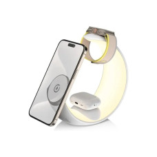 Беспроводная зарядка 4 IN1 Moon MAGSAFE (iPhone, iWatch, AirPods,Night light) 15W FAST ORIGINAL White