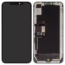 Дисплей з сенсорним екраном (модуль) iPhone XS Max, чорний, переклеювання з пластиком камери и датчика наближення