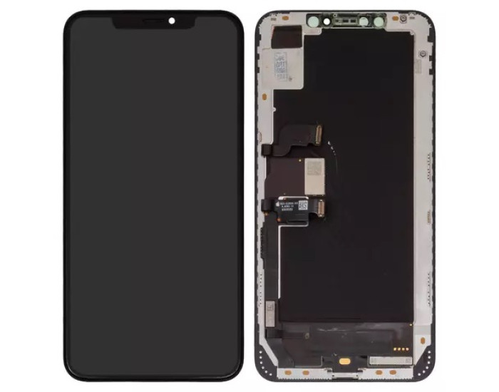 Дисплей з сенсорним екраном (модуль) iPhone XS Max, чорний, переклеювання з пластиком камери и датчика наближення