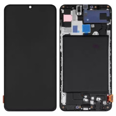 Дисплей з сенсорним екраном (модуль) Samsung A705 A70 2019, чорний з рамкою, переклеювання