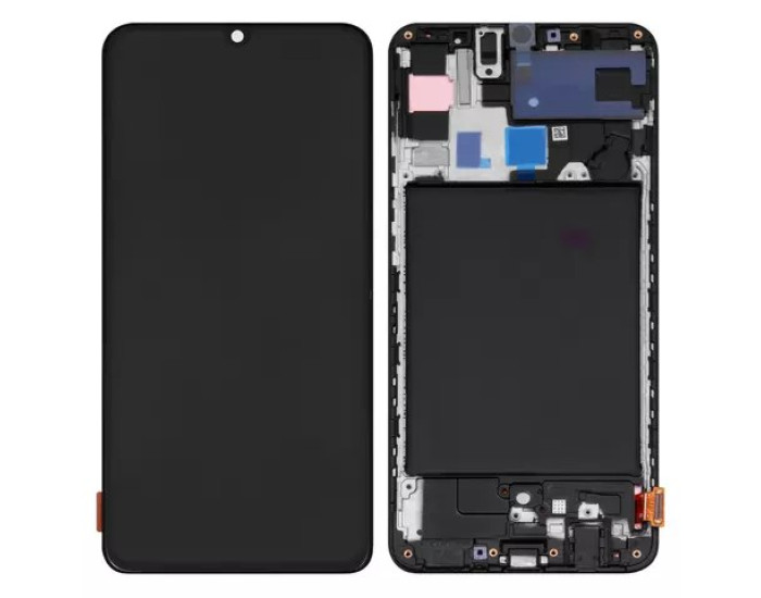 Дисплей з сенсорним екраном (модуль) Samsung A705 A70 2019, чорний з рамкою, переклеювання