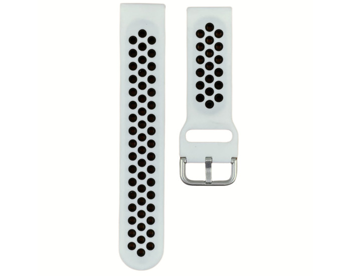 Ремінець Sport Soft Touch перфорація Xiaomi Amazfit / Samsung 22mm Білий з чорним