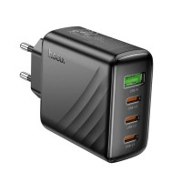 Мережеве зарядний пристрій Hoco CS27A Supply (PD67W/3C/1A) (EU) Black