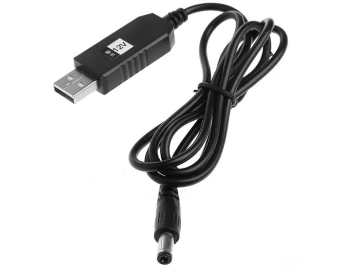 Кабель харчування для роутера/модема USB-DC 12V GEN 2 (с перетворювачем) чорний