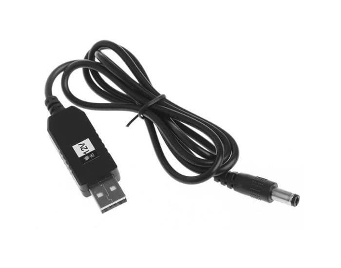 Кабель харчування для роутера/модема USB-DC 12V GEN 2 (с перетворювачем) чорний