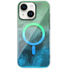 Чехол-силикон Shiny Mountain MagSafe iPhone 13 / 14 (Green / Blue)