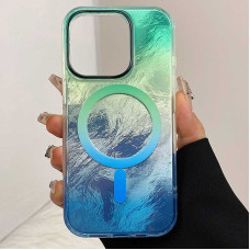 Чехол-силикон Shiny Mountain MagSafe iPhone 13 / 14 (Green / Blue)