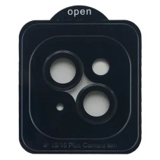 Защитное стекло Camera Metal на камеру iPhone 15 /15 Plus (Темно-синий / Dark Blue)
