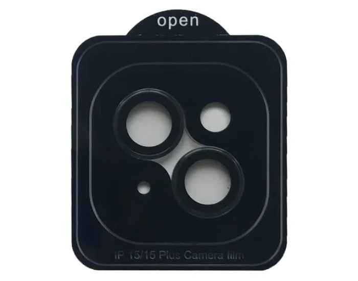 Защитное стекло Camera Metal на камеру iPhone 15 /15 Plus (Темно-синий / Dark Blue)