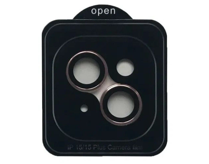 Защитное стекло Camera Metal на камеру iPhone 15 /15 Plus (Розовый / Pink)