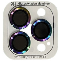 Защитное стекло Metal Classic на камеру iPhone 13 Pro/13 Pro Max (Сиреневый / Rainbow)