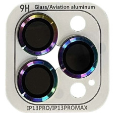 Защитное стекло Metal Classic на камеру iPhone 13 Pro/13 Pro Max (Сиреневый / Rainbow)