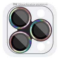 Защитное стекло Metal Classic на камеру iPhone 14 Pro/14 Pro Max (Сиреневый / Rainbow)