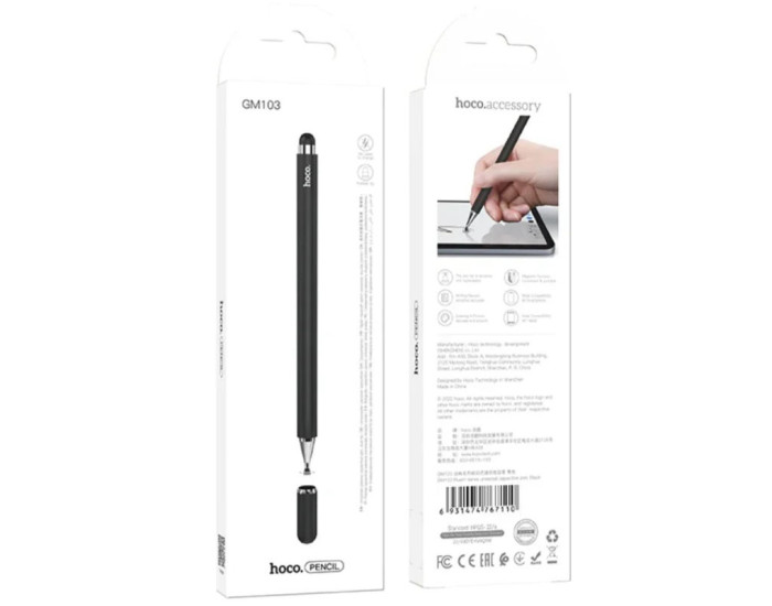 Стилус Hoco GM103 Fluent Series Universal Capacitive Pen (емкостной) Black