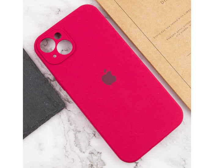 Чехол-силикон оригинал Full Camera Soft Matte iPhone 15 Plus ( Красный / Rose red )