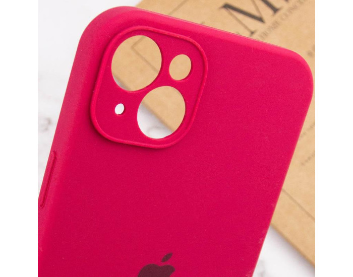 Чехол-силикон оригинал Full Camera Soft Matte iPhone 15 Plus ( Красный / Rose red )