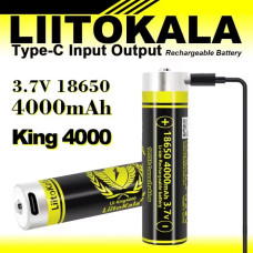 Акумулятор 18650 LiitoKala USB-King4000 (зі вбудованим портом USB для зарядки, захист) 4000 mah, оригінал