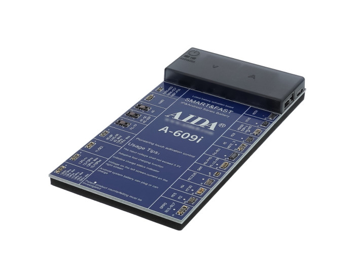 Активатор акумуляторів AIDA A-609i з цифр.инд.(6G -15 Pro Max, HUA, OPPO, VIVO, MI, SAM, ZTE; Кабелі Type-C/ USB A/ штеккери БП)