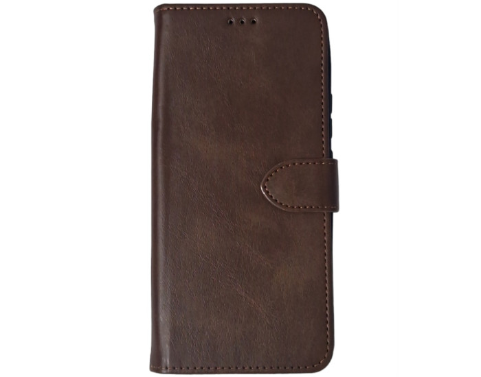 Чохол-книга Leather Folio Xiaomi Redmi Note 12S, Коричневий (магнітна застібка)
