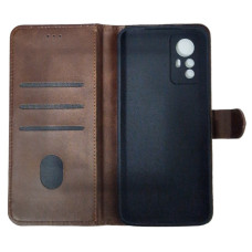 Чохол-книга Leather Folio Xiaomi Redmi Note 12S, Коричневий (магнітна застібка)