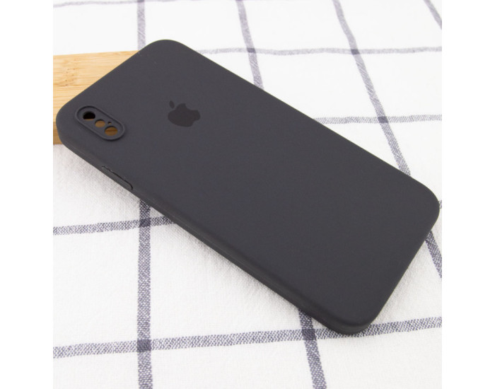 Чехол-силикон оригинал Square Cover Soft Matte Full Camera iPhone XS Max (Темно-серый / Dark Grey)