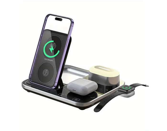 Беспроводная зарядка R12 3in1 15W (iPhone, iWatch, AirPods) with Light