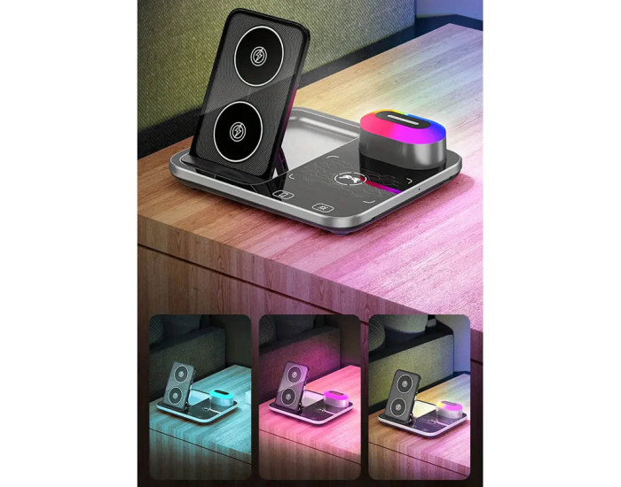 Беспроводная зарядка R12 3in1 15W (iPhone, iWatch, AirPods) with Light