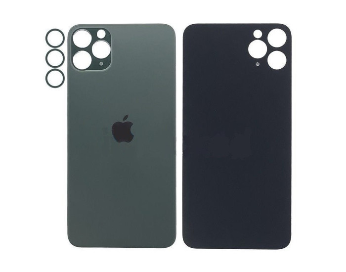 Задняя панель корпуса для iPhone 11 Pro Max, Green (Small Hole) с кольцами