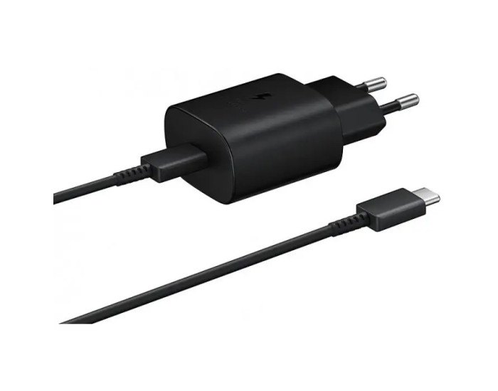 Мережеве зарядний пристрій Samsung 25W з кабелем Type-C to Type-C (EP-TA800XBE) (EU) чорний (100% оригінал)