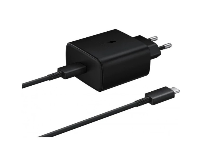Мережеве зарядний пристрій Samsung 45W Travel Adapter з кабелем Type-C to Type-C (EP-TA845XBE) (EU) чорний (100% оригінал)