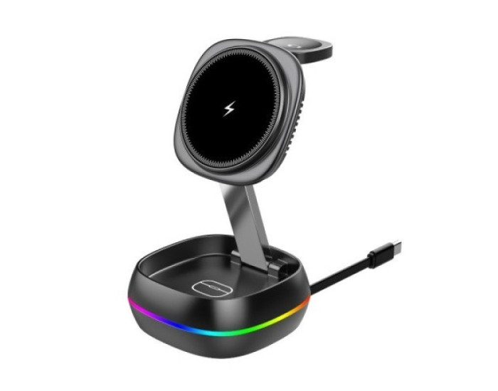 Беспроводная зарядка 3 IN1 T33 MAGSAFE (iPhone, iWatch, AirPods) ORIGINAL Black																						
