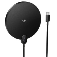 Бездротове зарядка Hoco CW62 Peak with digital display and cable 15W, Black