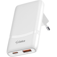 Мережеве зарядний пристрій Wall charger Gelius VoltX GaN 65W (GP-HC067) (1USB + 1Type-C) White