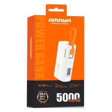 Портативная батарея (Power Bank) Amaya FD39 22.5W with display and cable 5000 mAh, белый