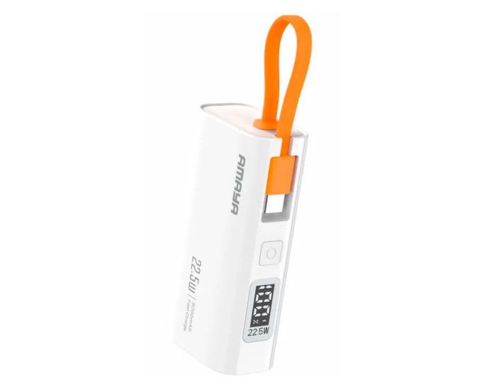 Портативна батарея (Power Bank) Amaya FD39 22.5W with display and cable 5000 mAh, Білий