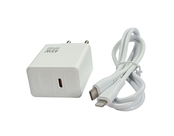 Сетевое зарядное устройство Jokade JB092 QIAOSEN 45W (USB-C) с кабелом (Type-C-Lightning) белый