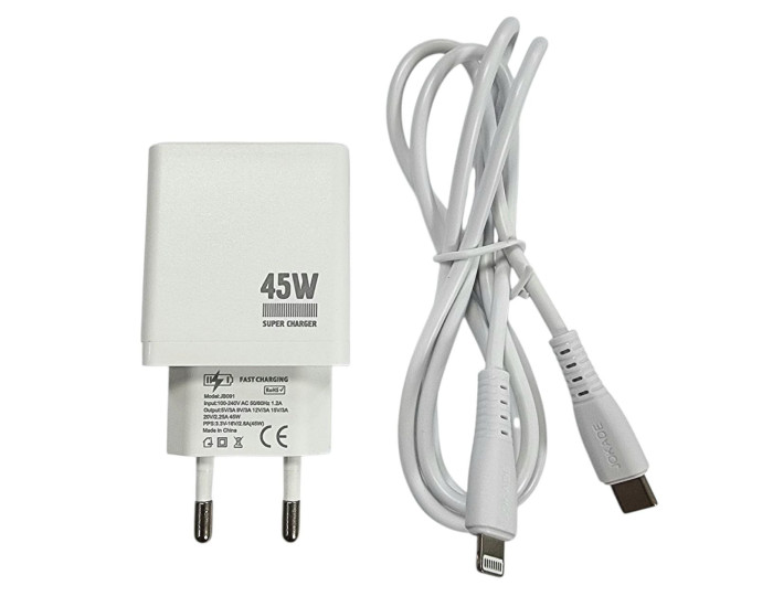 Сетевое зарядное устройство Jokade JB092 QIAOSEN 45W (USB-C) с кабелом (Type-C-Lightning) белый