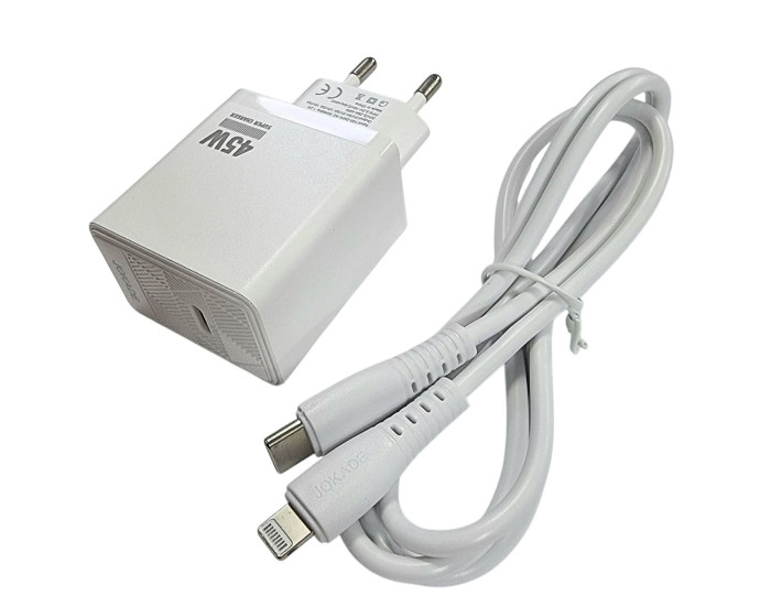 Сетевое зарядное устройство Jokade JB092 QIAOSEN 45W (USB-C) с кабелом (Type-C-Lightning) белый