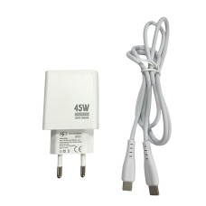 Сетевое зарядное устройство Jokade JB092 QIAOSEN 45W (USB-C) с кабелем (Type-C-Type-C) белый