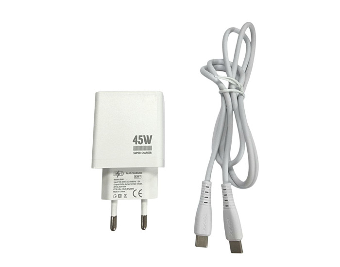 Сетевое зарядное устройство Jokade JB092 QIAOSEN 45W (USB-C) с кабелем (Type-C-Type-C) белый