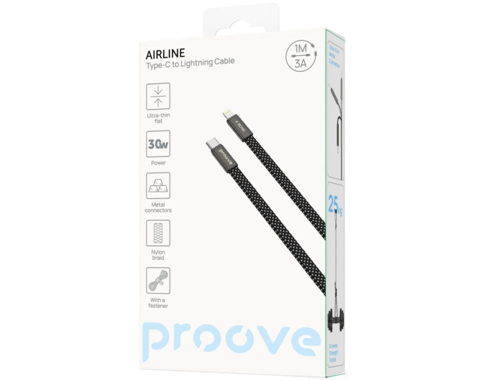 Кабель Proove Airline Type-C to Lightning (30W/1m) White