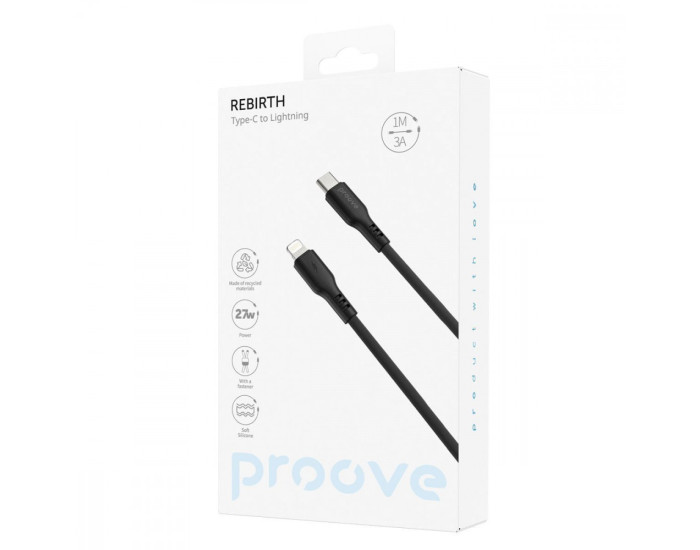Кабель Proove Rebirth Type-C to Lightning (27W/1m) Black