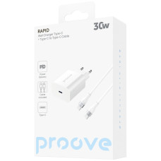 Сетевое зарядное устройство Proove Rapid 30W (Type-C) + cable Type-C (Белый  White)